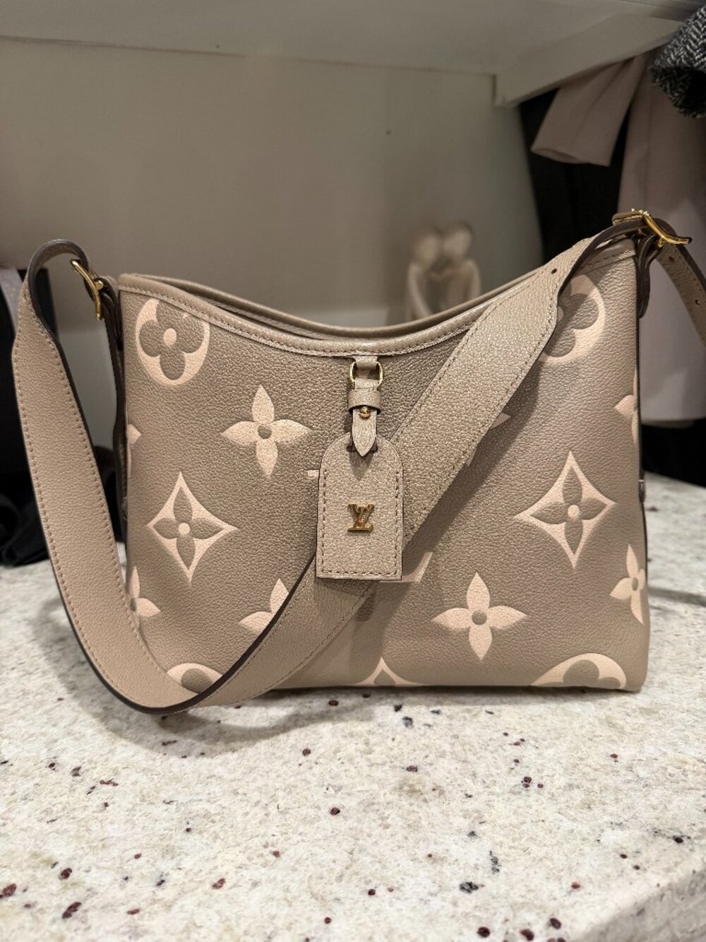 Louis Vuitton CarryAll PM Dove/Cream Monogram Empreinte Leather - Pristine
